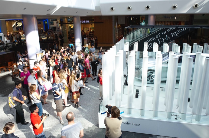 Mercedes-Benz experiential installation attracting an audience