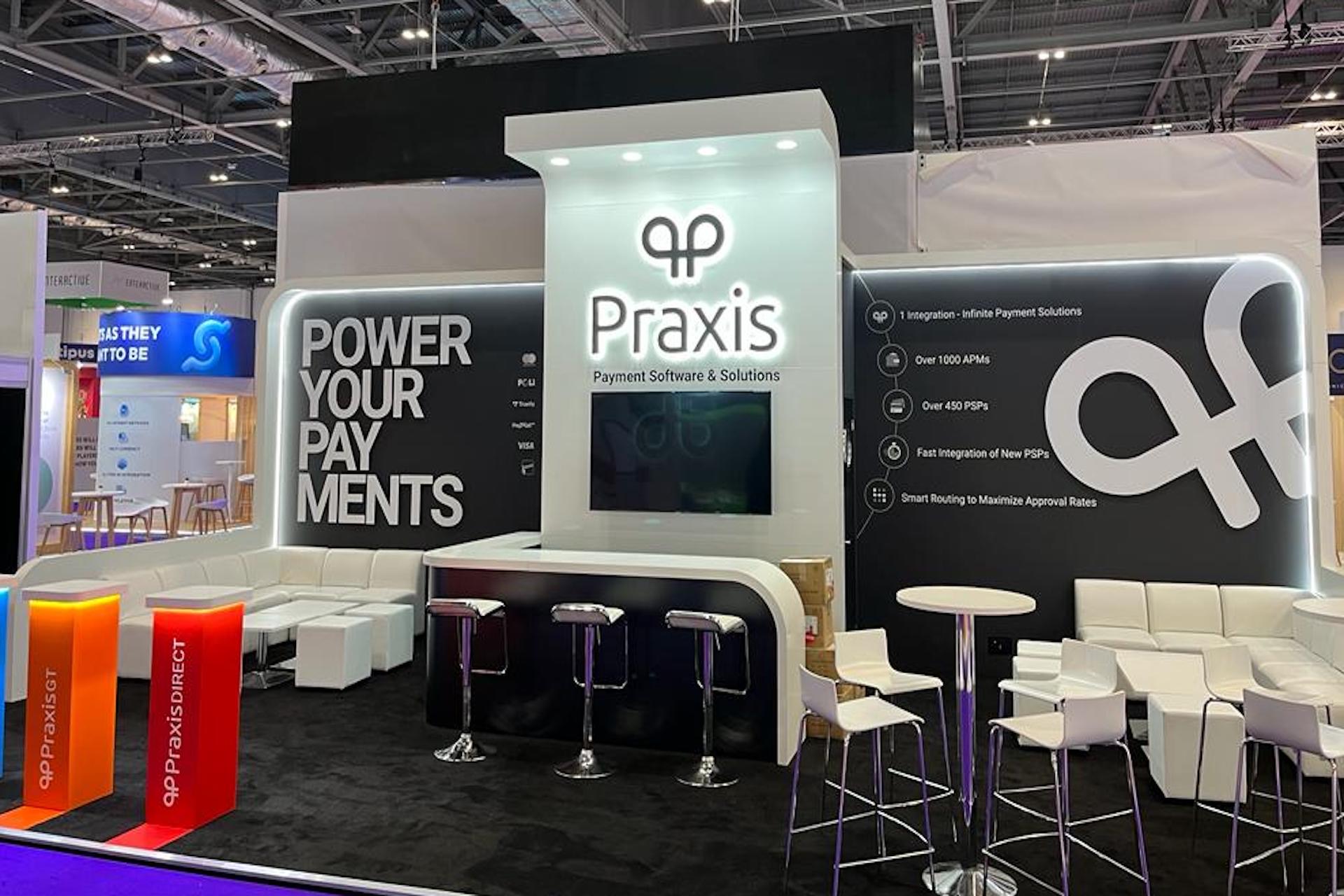 Praxis Technology ICE London 2022 exhibition stand