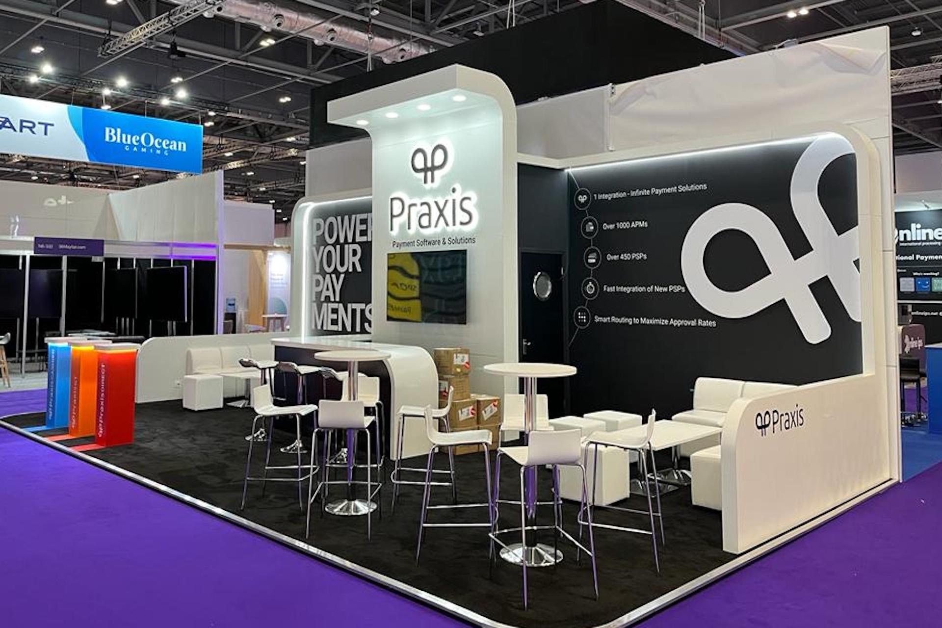 Praxis Technology ICE London 2022 exhibition stand